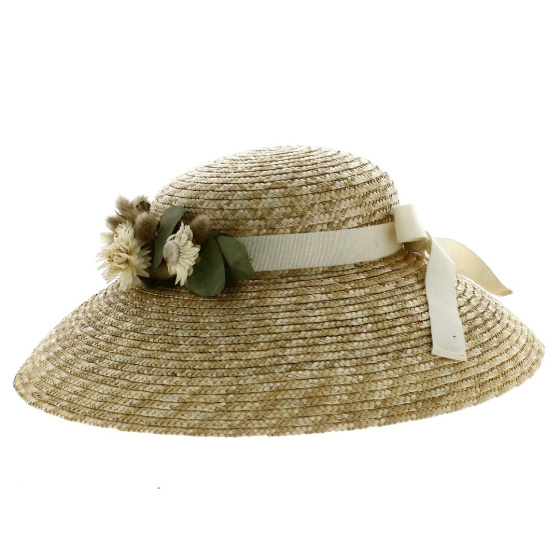 French Natural Straw Lampshade Hat - Traclet French Natural Straw Lampshade Hat - Traclet