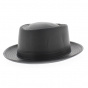 pork Pie black leather hat