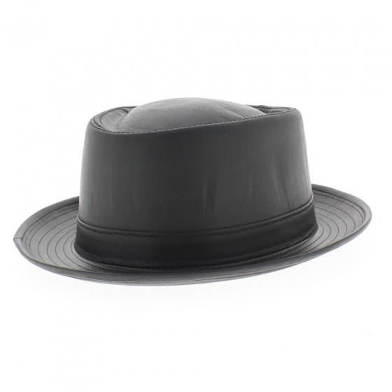chapeau Pork Pie cuir noir chapeau Pork Pie cuir noir