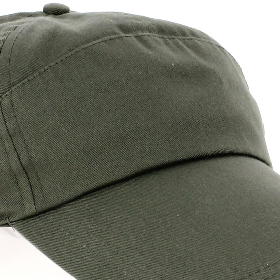 Olive Cotton Baseball Cap with Long Visor - Traclet