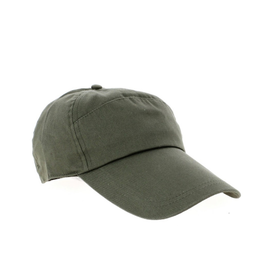 Olive Cotton Baseball Cap with Long Visor - Traclet