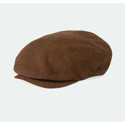 casquette plate Brixton en marron et beige, avec ses lignes bleues et ...réf/19962