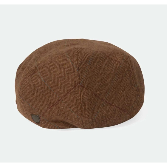 Brixton flat cap in brown and beige, with blue and red lines