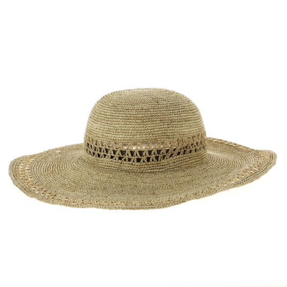 Elyne Natural Raffia Straw Wide-Brimmed Hat - Traclet