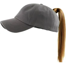 Women's Grey Baseball Cap with Ponytail Opening - Traclet Reference: 19986 | Traclet Hat Shop