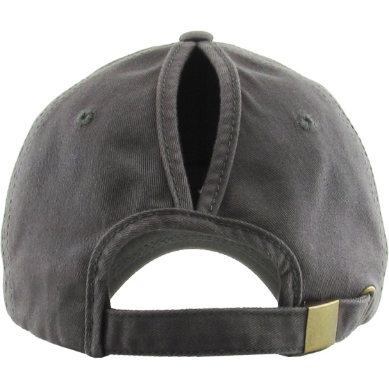 Women's Grey Baseball Cap with Ponytail Opening - Traclet
