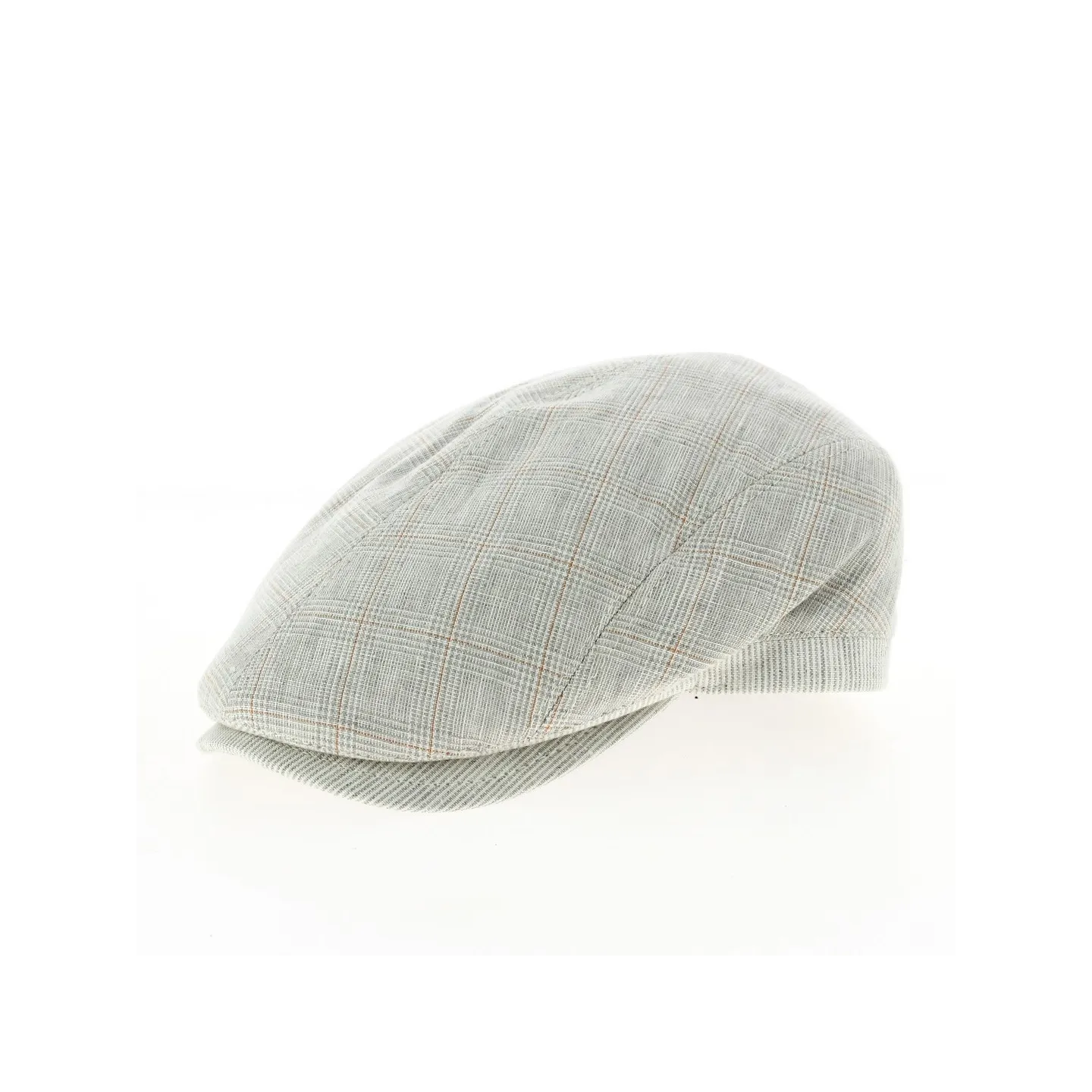 Gray Herringbone Pepo Linen Flat Cap - Flechet