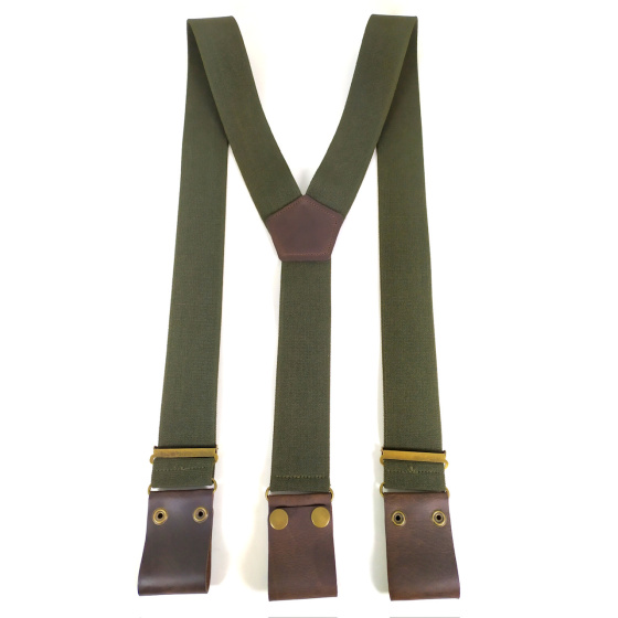 Leather Strap Y-Shape Commando Suspenders Made in France