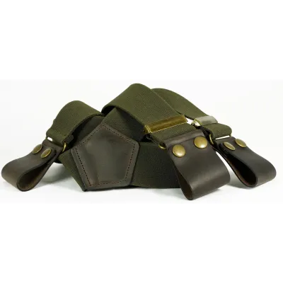 Leather Strap Y-Shape Commando Suspenders Made in France Reference: 19997 | Chapellerie Traclet