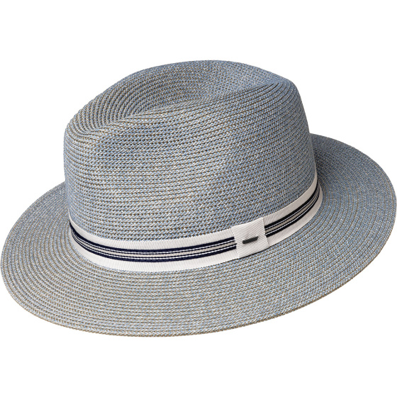 Light Blue Paper Straw Fedora Hat Hester - Bailey