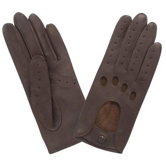 Women's Brown Leather Driving Gloves - Glove Story
