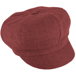 Brick Red Linen Newsboy Cap Costanza - Traclet