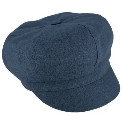 Costanza Blue Linen Newsboy Cap - Traclet Reference: 20039| Traclet Hat Shop