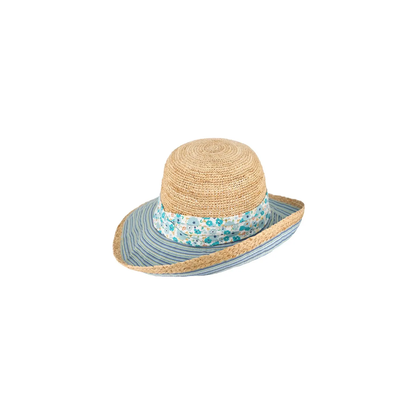 Capeline Cecilia Paille Aqua& Naturel - Traclet