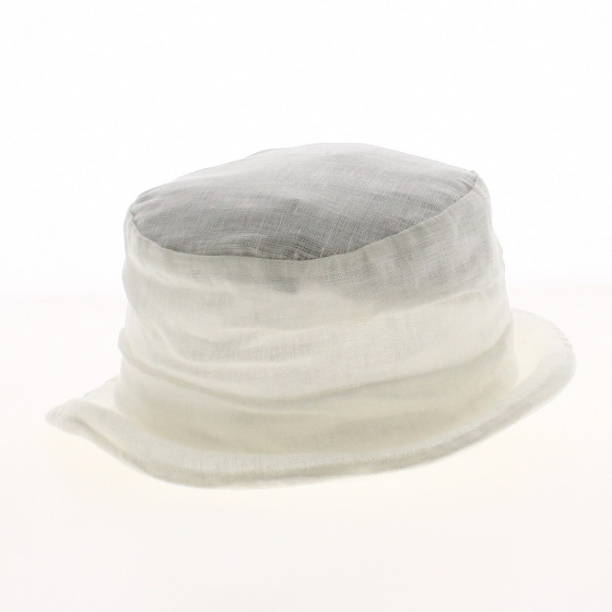 Chapeau clochard lin blanc