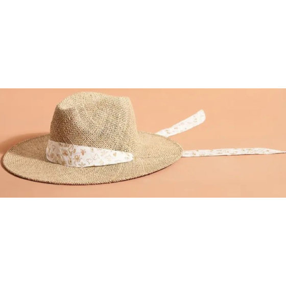 Traveller Sombrero Straw Hat with Scarf Wide Brim - Traclet