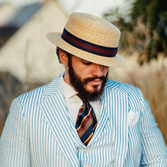 Natural Straw Dresden Boater Hat