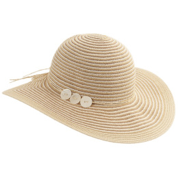Amalia Cotton Wide-Brimmed Hat Beige - Traclet