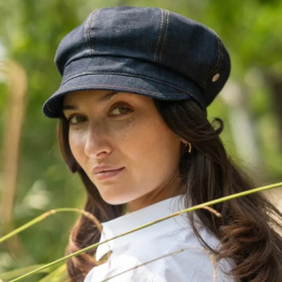 Vittoria Cotton Denim Newsboy Cap - Fléchet