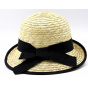 Olga Straw Cloche Hat with Black Ribbon - Marone