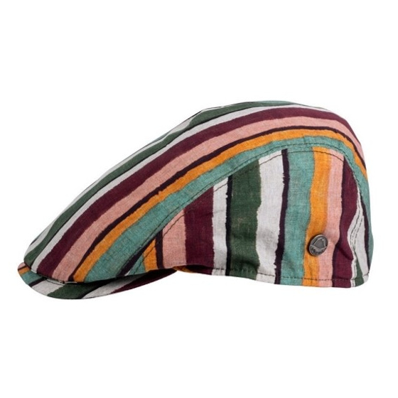 Striped Cotton Flat Cap Bang - Traclet