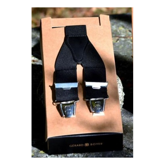 Plain Colored Suspenders with Leather Back Clips Y Shape 110 Made in France