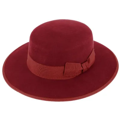 Lucilla Boater Wool Felt Burgundy - Traclet Reference: 20250| Traclet Hatters