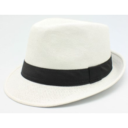 Trilby Groove Straw Hat White Paper - Traclet