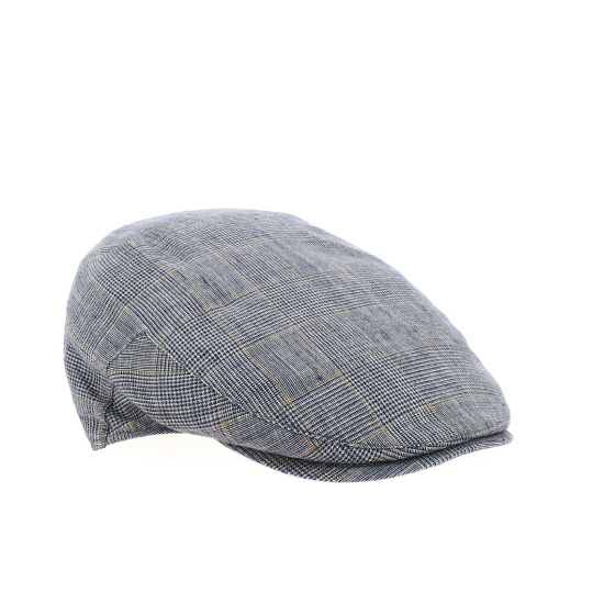 Casquette plate justin lin carreaux bleu