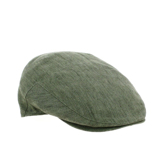 Justin Positano flat cap in olive linen