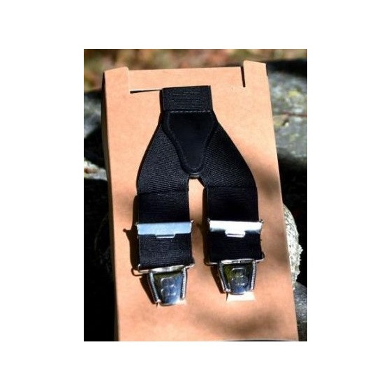 Solid Color Leather Back Clip-on Y-Shape Suspenders 130 Made in France