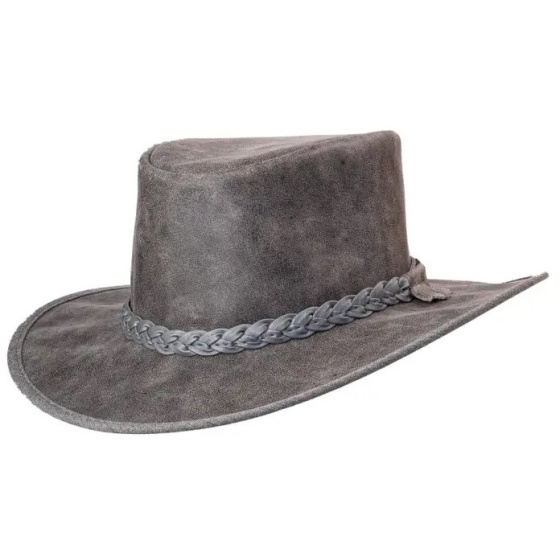 Grey Leather Traveller Crusher Bomber Hat - American Hat Makers Grey Leather Traveller Crusher Bomber Hat - American Hat Makers