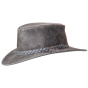 Grey Leather Traveller Crusher Bomber Hat - American Hat Makers
