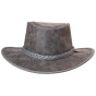 Traveller Crusher Bomber Grey Leather Hat - American Hat Makers