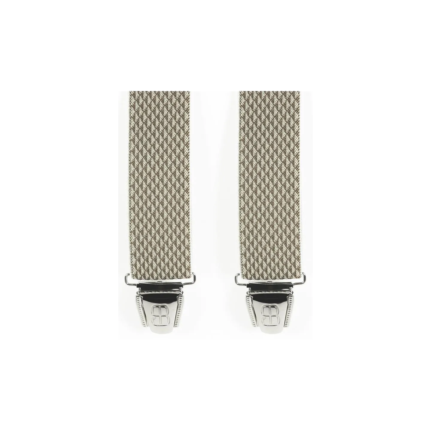 Biclip® Diamond Pattern Fancy Harness Suspenders Beige - Biclip Reference: 10585 | Chapellerie Traclet
