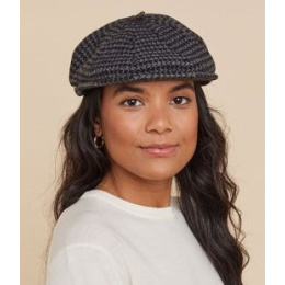 Grey & Black Wool Nay Beret Cap - Laulhère