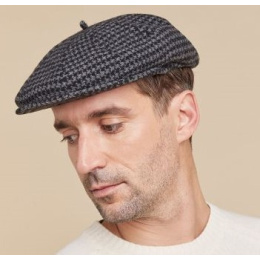 Grey & Black Wool Nay Beret Cap - Laulhère