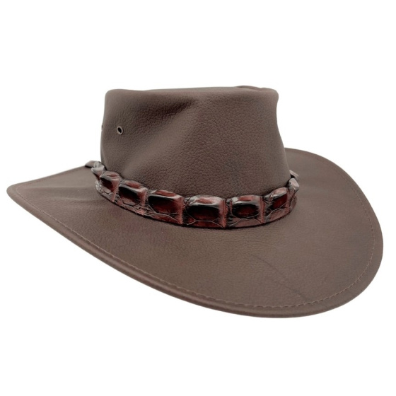 Eureka Brown Leather Hat - Jacaru