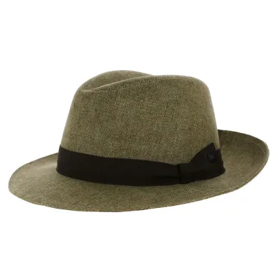 Chapeau Fedora Lin vert - Guerra 1855 Reference : 18047 | Chapellerie Traclet