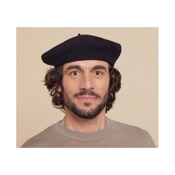 Black Virgin Wool Basque Beret - Heritage by Laulhère Black Virgin Wool Basque Beret - Heritage by Laulhère