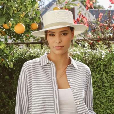 chapeau forme canotier Azur Boater anti uv UPF50+ - ref 20409