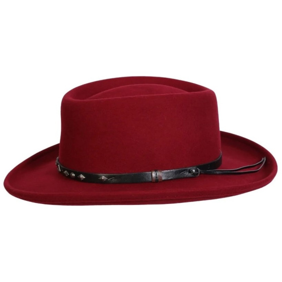 Burgundy Wool Felt Gambler Hat - Traclet