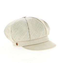 Antje Linen Beige Newsboy Cap - Mayser