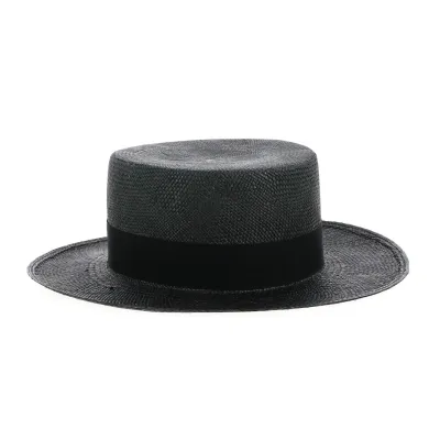 Black panama boater hat - Traclet trf 20433