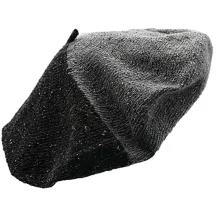 Summer Beret Cotton Silk & Linen Black - Gray - Le Béret Français Reference: 20450| Chapellerie Traclet