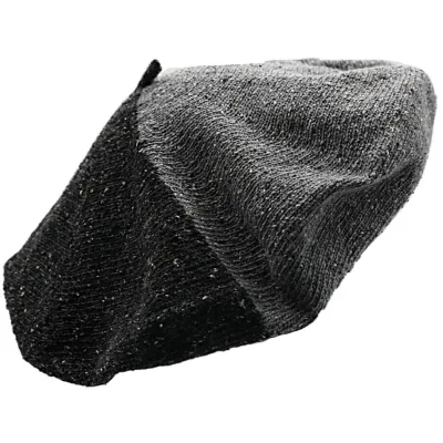 Summer Beret Cotton Silk & Linen Black - Gray - Le Béret Français Reference: 20450| Chapellerie Traclet