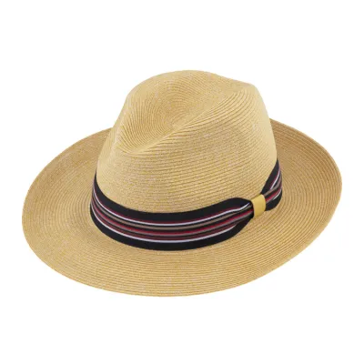 Striped Ripcord Plain Paper Fedora Hat