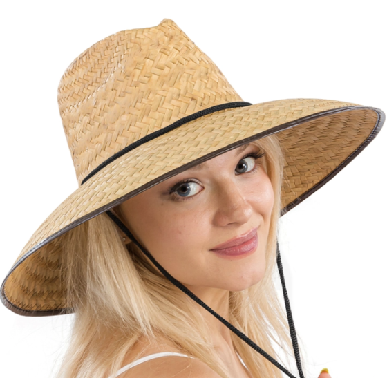 Closed weave Tycoon Crown straw lifeguard hat