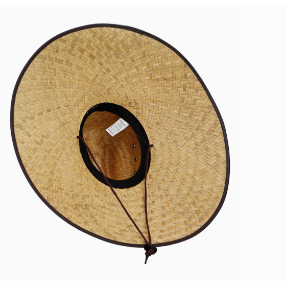 Chapeau de sauveteur en paille extra large avec garniture en cuir végétalien