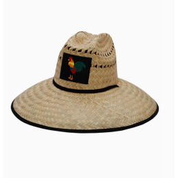 Rooster Cock lifeguard hat in natural straw with wide dome-shaped brim